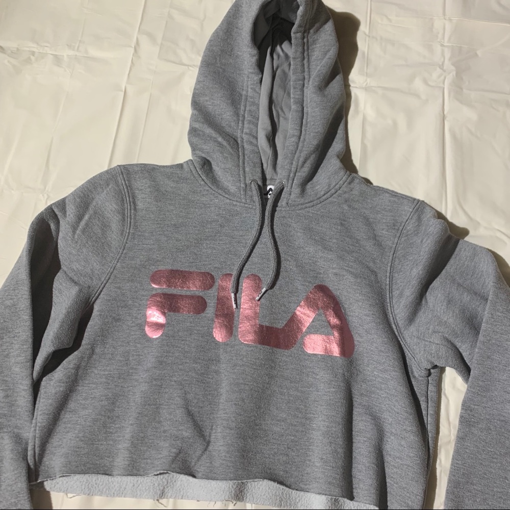 FILA grey cropped hoodie women’s large